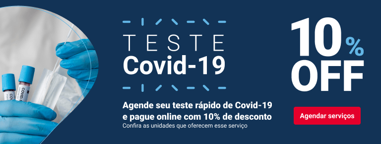 Faça seu teste de Covid com 10% de desconto usando o pagamento online